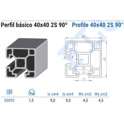 PERFIL40X40 R10 2 CARAS LISAS