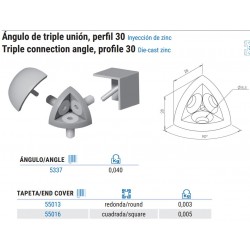 ANGULO DE TRIPLE UNION 30X30