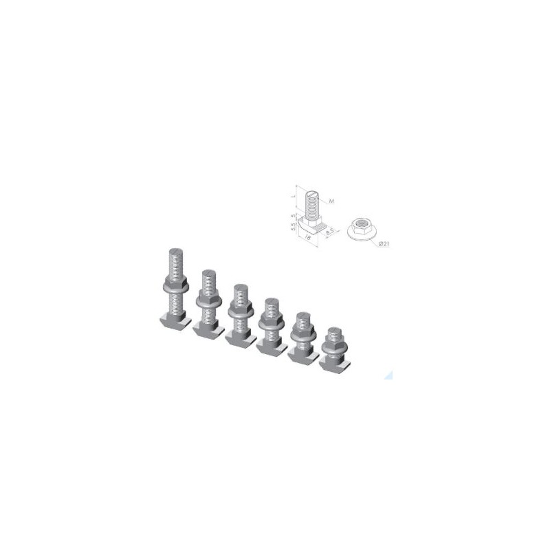 Conjunto tornillo cabeza martillo M8x20